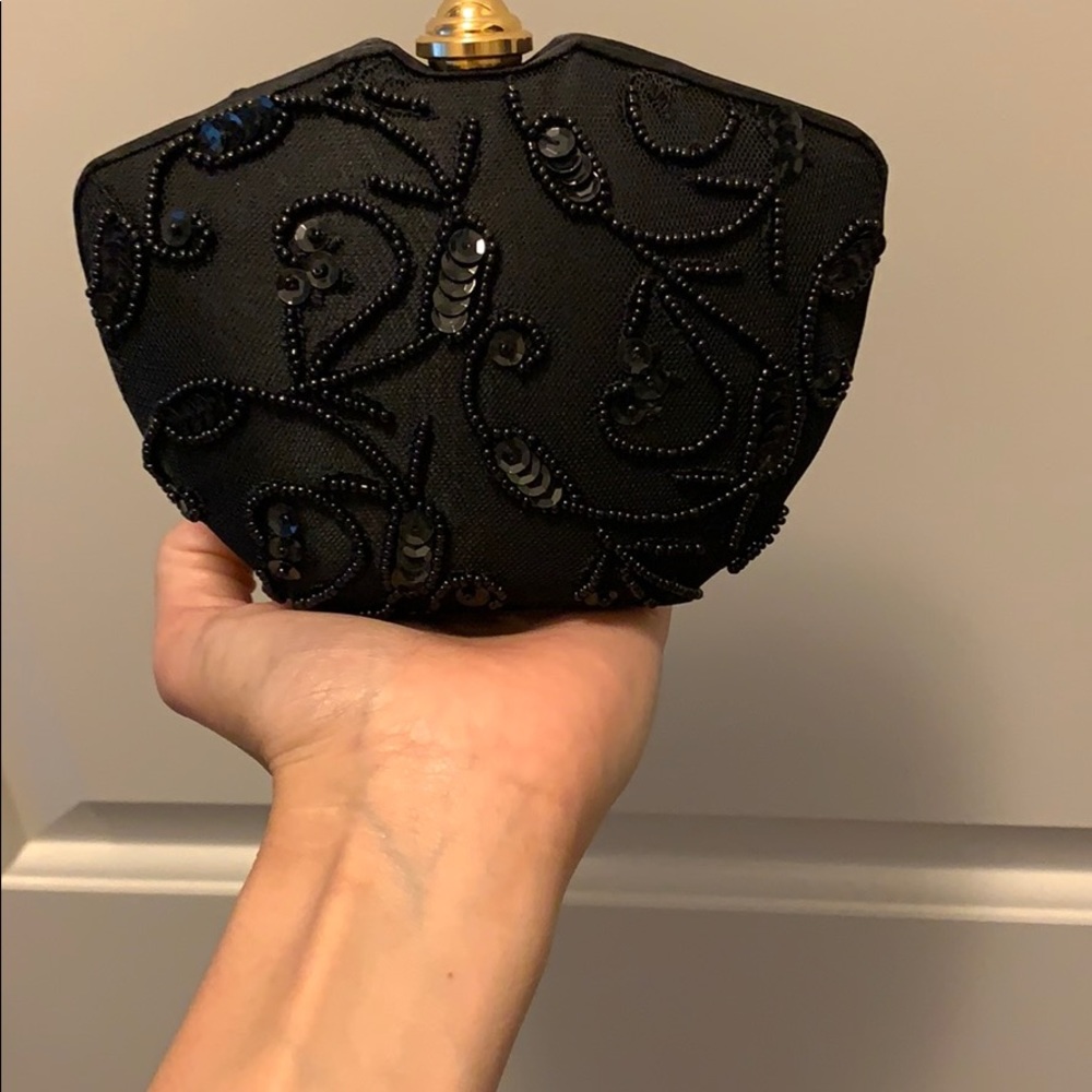Cute black clutch with gold chain